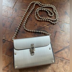 Wendy Stevens Handbag Small Stainless Steel Purse Bag Silver Ball Chain Strap